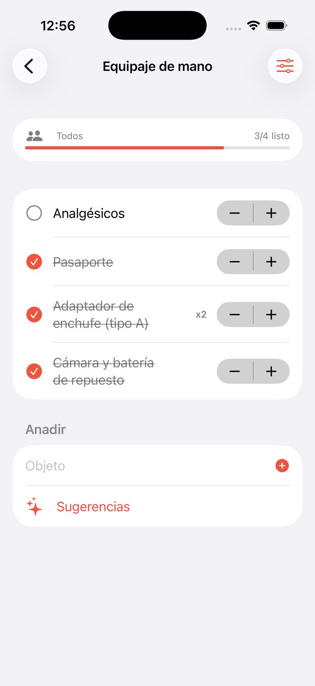 Detalle de una maleta en OhMyWay con los objetos marcados y las cantidades
